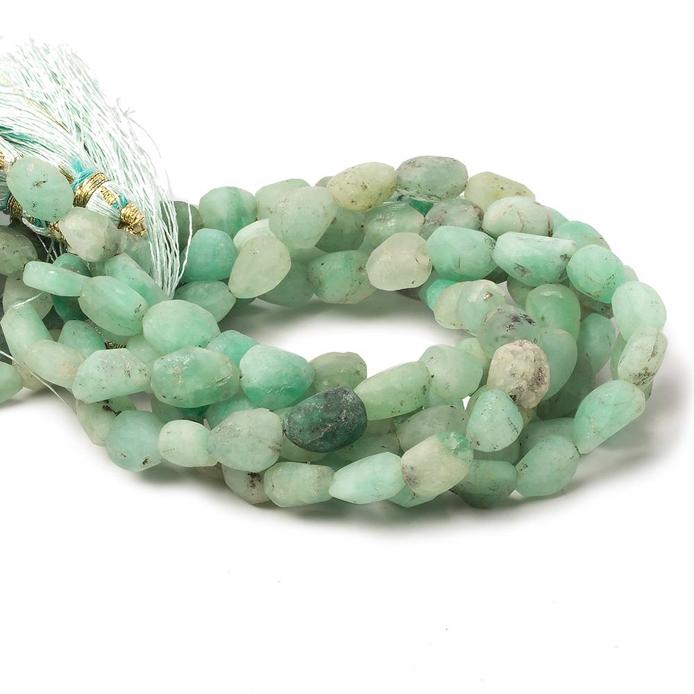 7x7-8x6mm Matte Colombian Emerald plain nugget beads 7.5 inch 22 pieces - Beadsofcambay.com