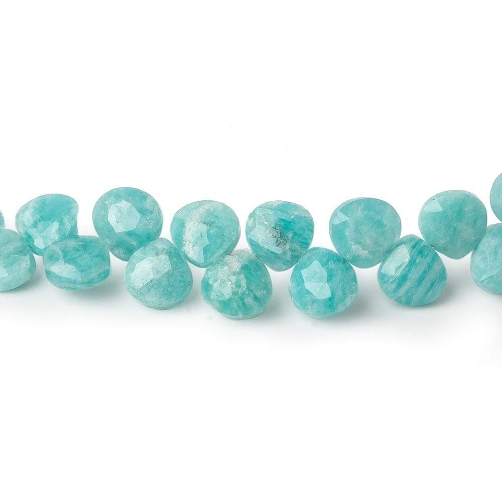 7x7-8x8mm Amazonite Faceted Heart Beads 8 inch 44 beads - Beadsofcambay.com