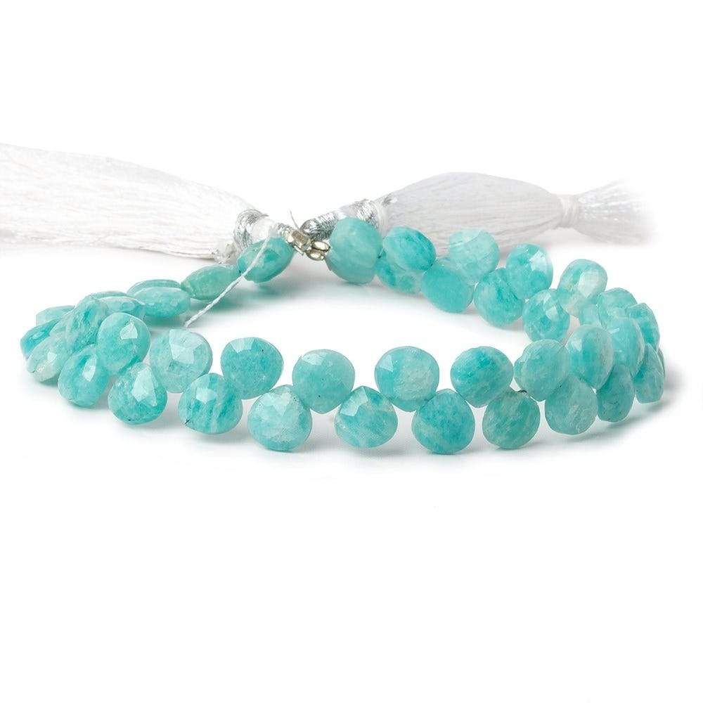 7x7-8x8mm Amazonite Faceted Heart Beads 8 inch 44 beads - Beadsofcambay.com