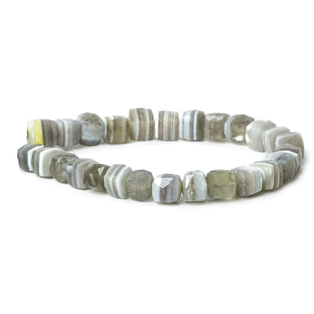 7x7-8x8mm Banded Agate faceted cubes 8 inch 26 beads A - Beadsofcambay.com