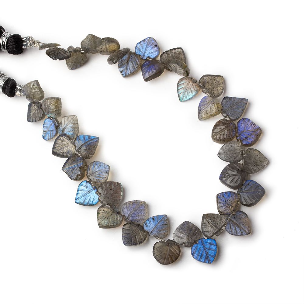 7x7-8x8mm Labradorite hand carved leaf beads 7 inch 41 pieces AAA - Beadsofcambay.com