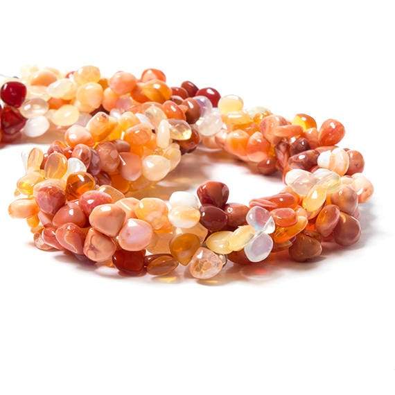 7x7-8x8mm Mexican Fire Opal smooth heart briolette beads 16 inch 101 pieces - Beadsofcambay.com