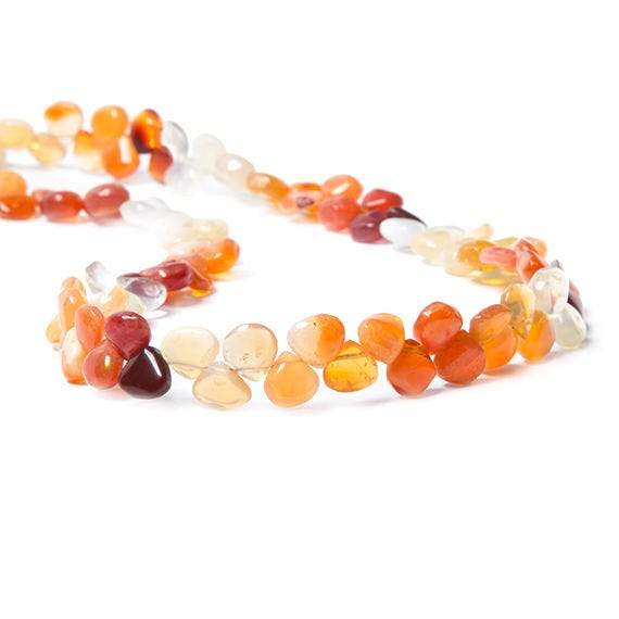 7x7-8x8mm Mexican Fire Opal smooth heart briolette beads 16 inch 101 pieces - Beadsofcambay.com