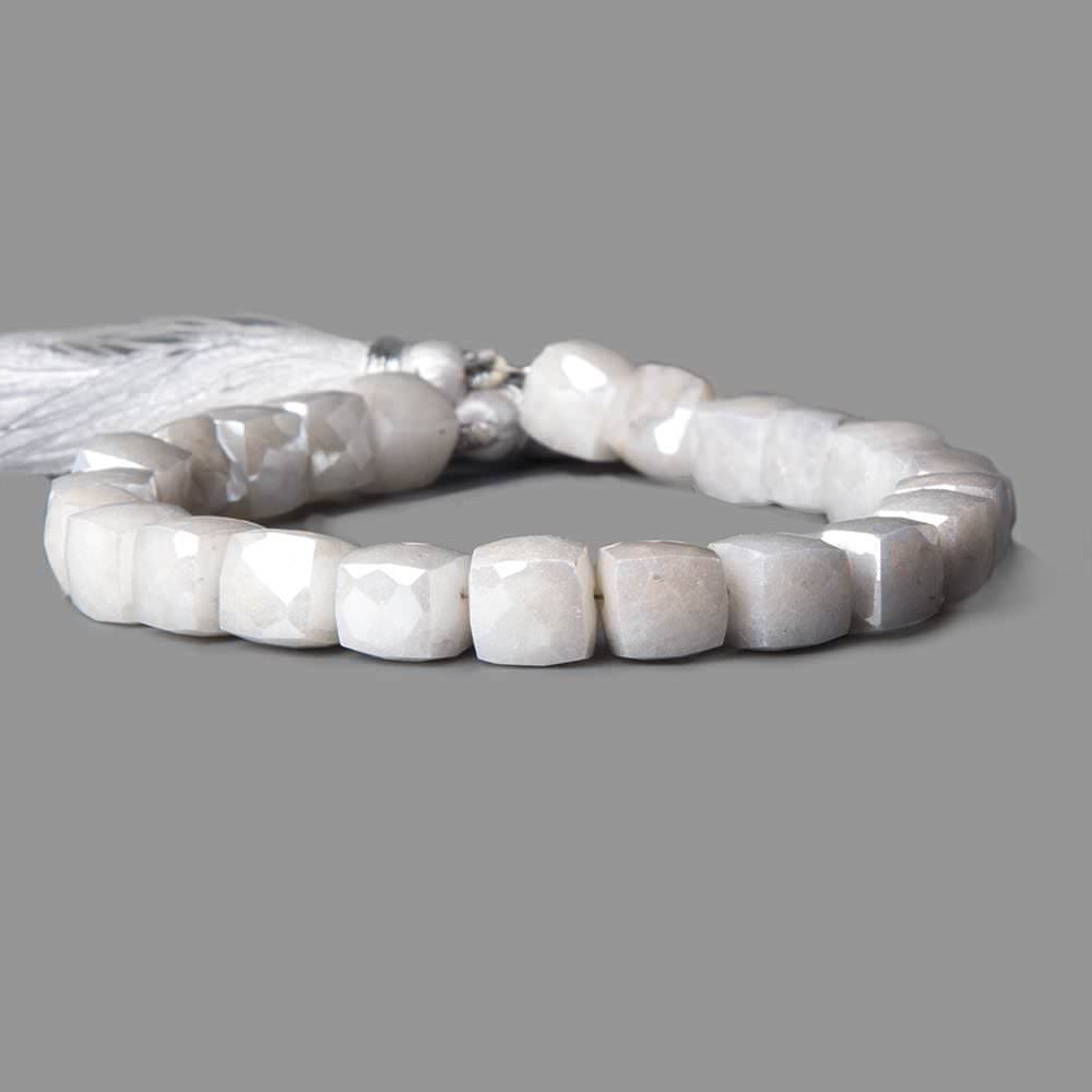 7x7-8x8mm Mystic White Quartz faceted cube beads 8 inch 27 pieces - Beadsofcambay.com