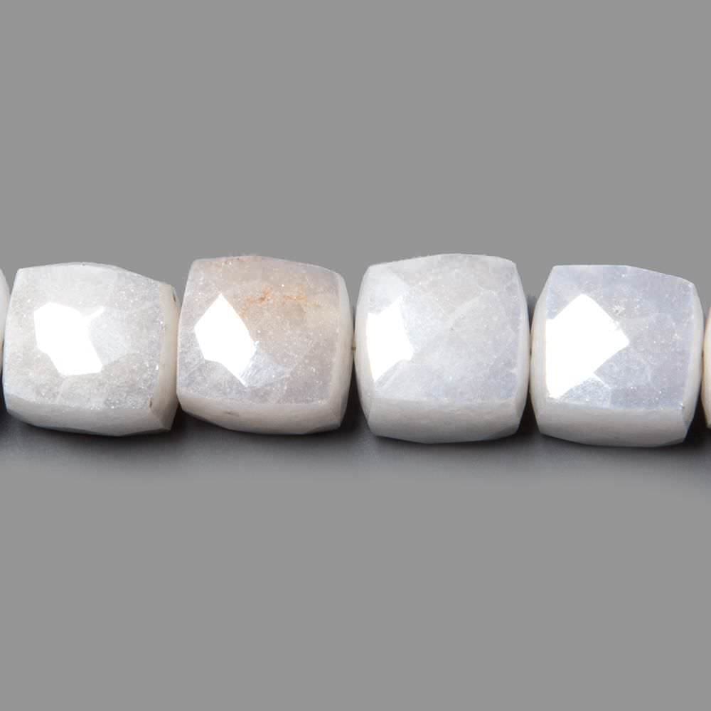 7x7-8x8mm Mystic White Quartz faceted cube beads 8 inch 27 pieces - Beadsofcambay.com