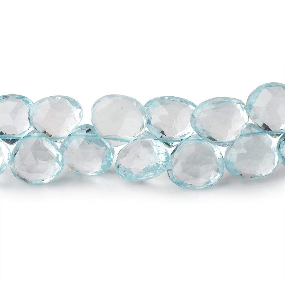 7x7-8x8mm Sky Blue Topaz Faceted Heart Briolettes 7 inch 43 pieces AAA - Beadsofcambay.com