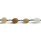 7x7-9x7mm Matte Multi Color Moonstone nugget Black Gold plated Chain by the foot with approximately 21 pcs - Beadsofcambay.com