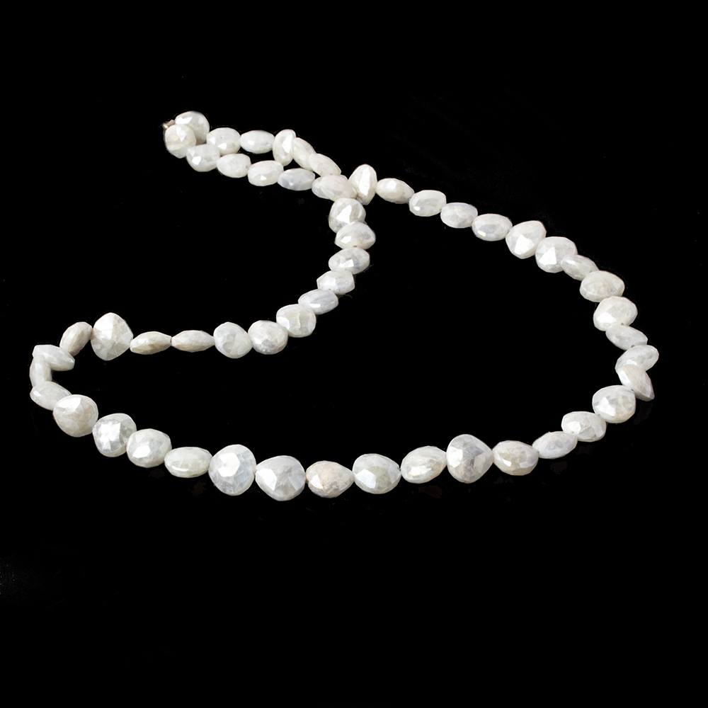 7x7-9x9mm Mystic Pearly White Quartz faceted hearts 16 inch 55 pieces - Beadsofcambay.com