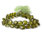 7x7mm - 11x11mm Idocrase Faceted Heart Briolette 8 inch 47 beads AAA - Beadsofcambay.com