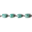 7x7mm Amazonite faceted cube Black Gold plated .925 Silver Chain by the foot 22 pcs - Beadsofcambay.com