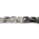 7x7mm Black Tourmalinated Quartz Beads Faceted Cube 8 inch 27 pieces - Beadsofcambay.com