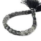 7x7mm Black Tourmalinated Quartz Beads Faceted Cube 8 inch 27 pieces - Beadsofcambay.com