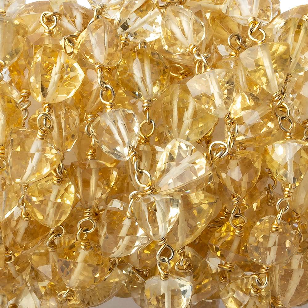7x7mm Citrine Faceted Trillion Vermeil Chain by the foot - Beadsofcambay.com