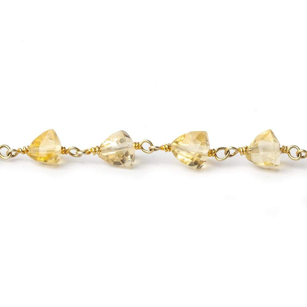 7x7mm Citrine Faceted Trillion Vermeil Chain by the foot - Beadsofcambay.com