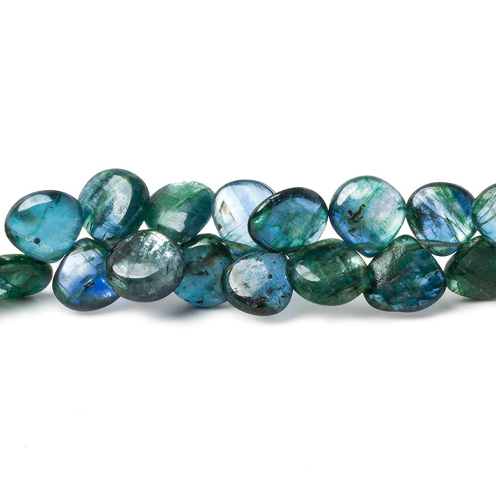 7x7mm Green Blue Kyanite Plain Heart Beads 8 inch 54 beads A - Beadsofcambay.com