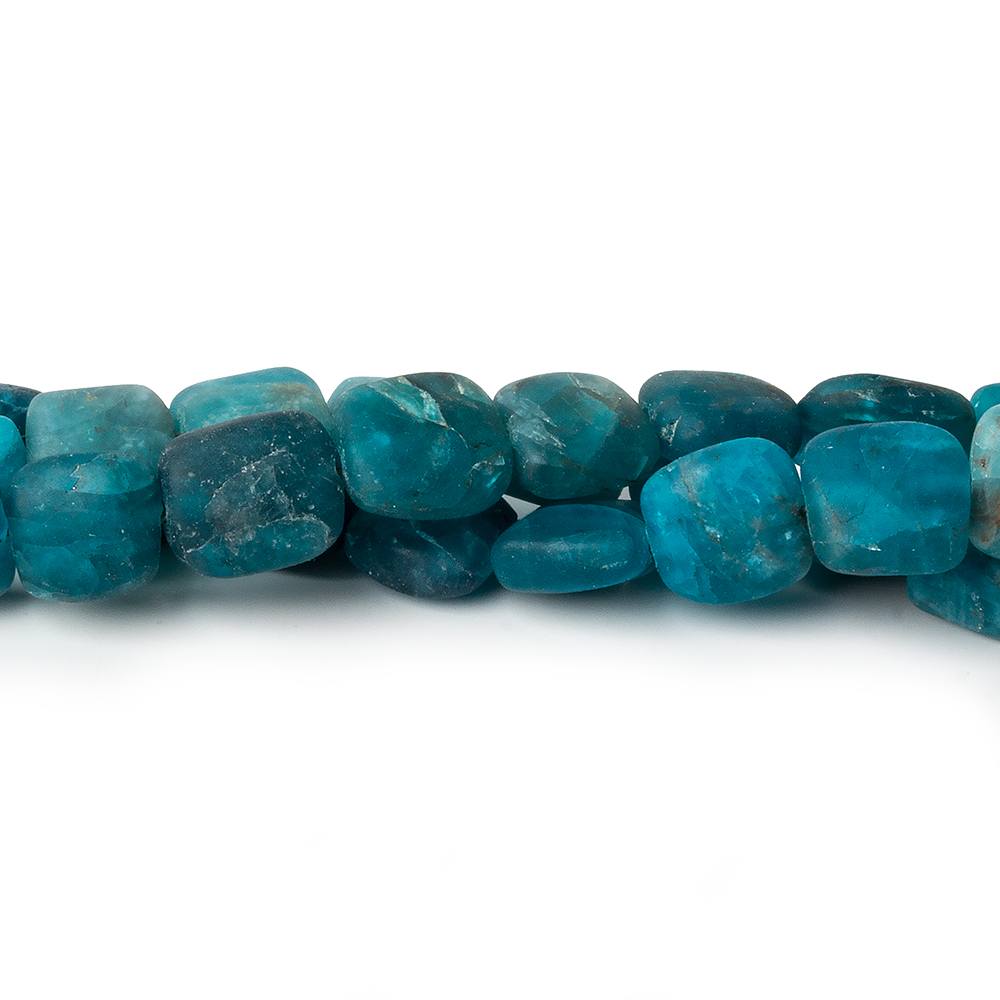 7x7mm Matte Neon Blue Apatite straight drilled plain squares 7.5 inch 25 beads - Beadsofcambay.com