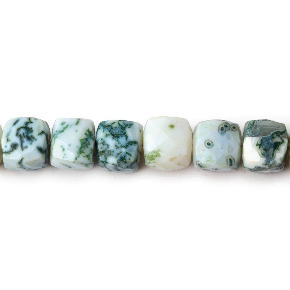 7x7mm Moss Agate faceted cubes 8 inch 26 beads AA - Beadsofcambay.com