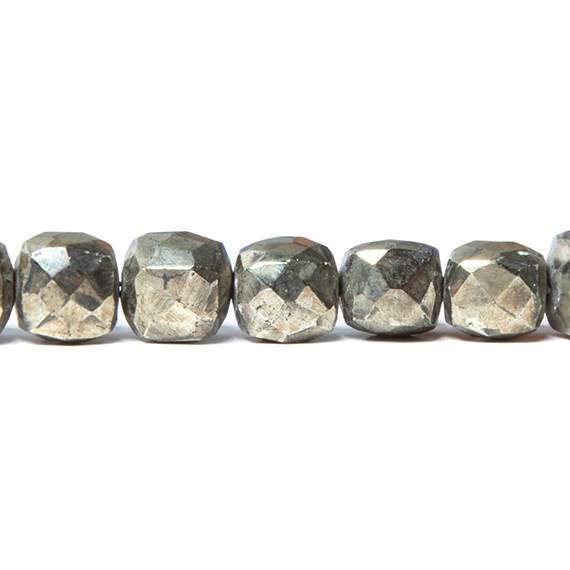 7x7mm Pyrite Faceted Cube Beads 8 inch 31 pieces - Beadsofcambay.com