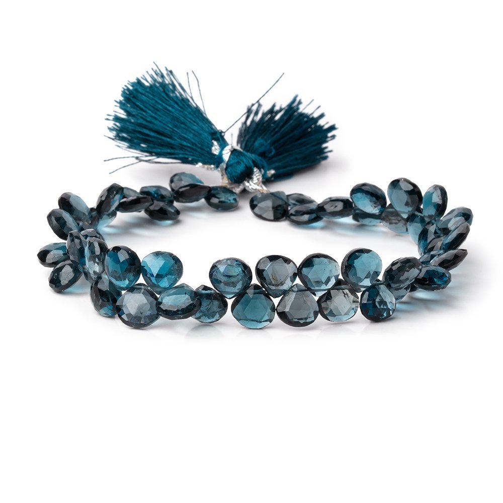 7x7x4mm London Blue Topaz Faceted Heart Beads 7.5 inch 52 pieces AA - Beadsofcambay.com