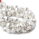 7x7x4mm Sterling Silver plated Copper Flat Brushed Coin 8 inch 29 pcs - Beadsofcambay.com