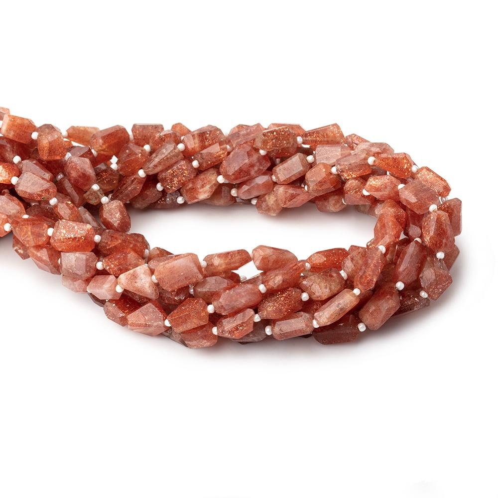 7x8-11x7mm Sunstone Faceted Nugget Beads 14 inch 30 pieces - Beadsofcambay.com