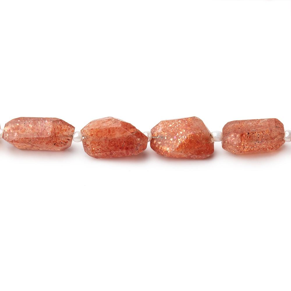 7x8-11x7mm Sunstone Faceted Nugget Beads 14 inch 30 pieces - Beadsofcambay.com