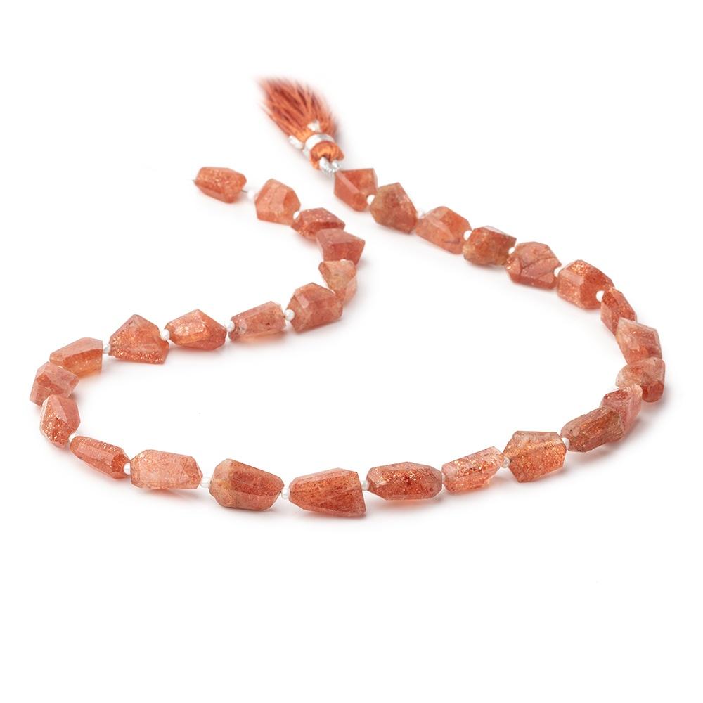 7x8-11x7mm Sunstone Faceted Nugget Beads 14 inch 30 pieces - Beadsofcambay.com