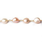 7x8-8x10mm TriColor Baroque Freshwater Pearl Vermeil Chain by the foot - Beadsofcambay.com