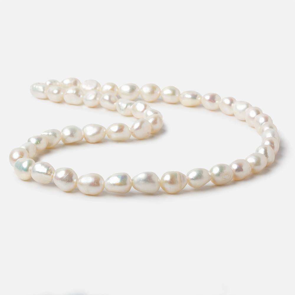 7x8 - 8x9.5mm Off White Straight Baroque Freshwater Pearls 16 inch 46 pieces - Beadsofcambay.com