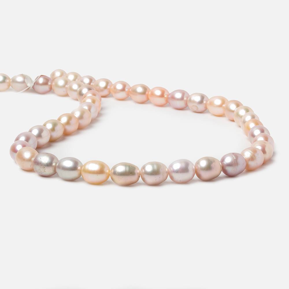 7x8-8x9mm Tri Color Oval Straight Drilled Freshwater Pearls 16 inch 43 pieces - Beadsofcambay.com