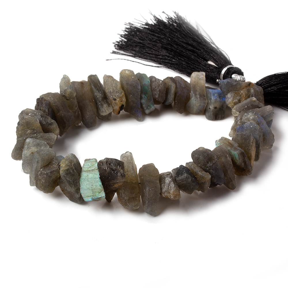 7x8mm - 13x11mm Labradorite center drilled Natural Crystal Chip beads 7.5 inch 32 beads - Beadsofcambay.com
