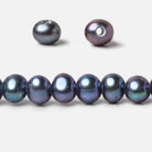 7x8mm Peacock Blue Off Round Large Hole pearls 8 inch 30 pieces AA - Beadsofcambay.com