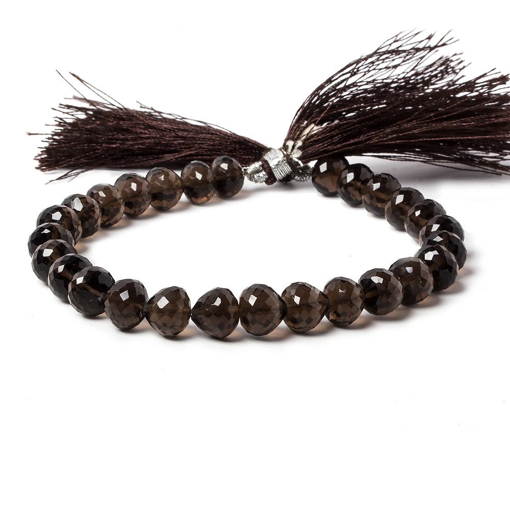 7x8mm Smoky Quartz center drill faceted Candy Kiss 8 inch 26 beads AA - Beadsofcambay.com