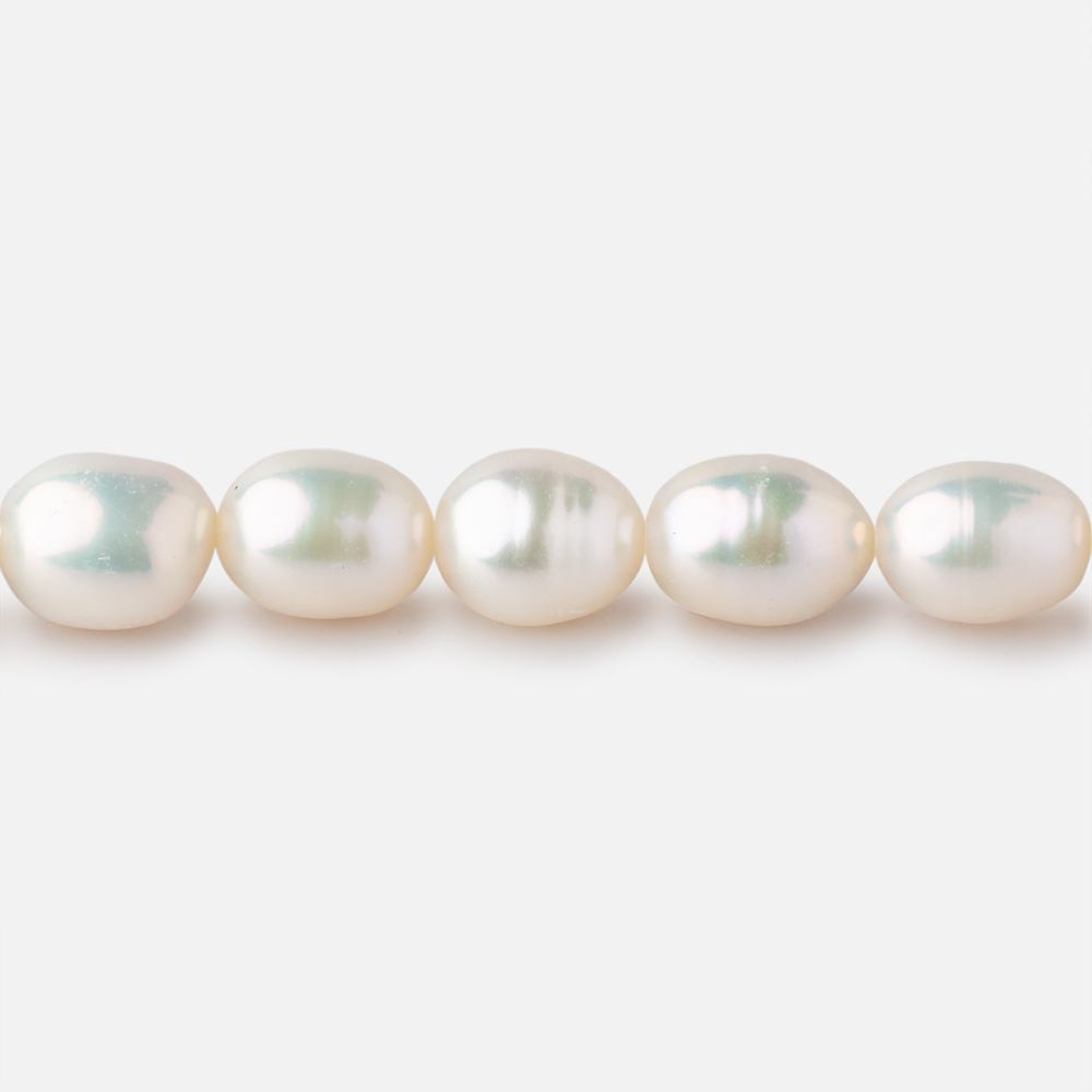 7x9-8x10mm Cream Straight Drilled Oval Freshwater Pearls 15 inch 40 pieces