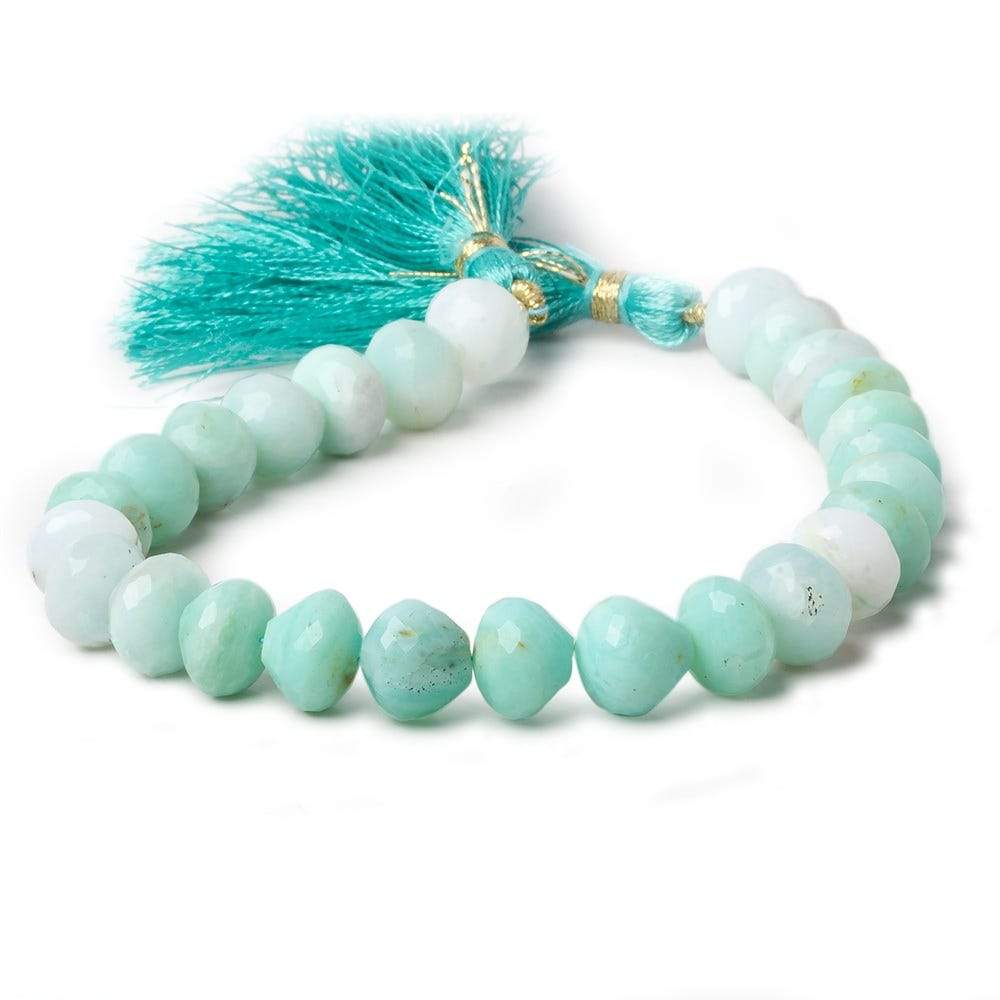 7x9-8x9mm Blue Peruvian Opal Faceted Candy Kiss beads 8 inch 24 beads - Beadsofcambay.com