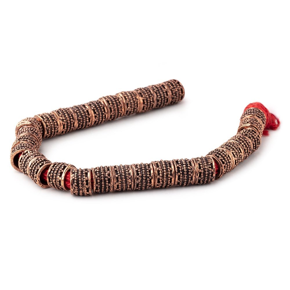7x9mm Antiqued Copper Miligrain Tubes 8 inch 29 Large Hole Beads - Beadsofcambay.com