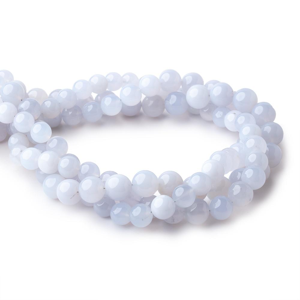 8-10.5mm Turkish Blue Chalcedony Plain Round Beads LOT OF 3 STRANDS - Beadsofcambay.com