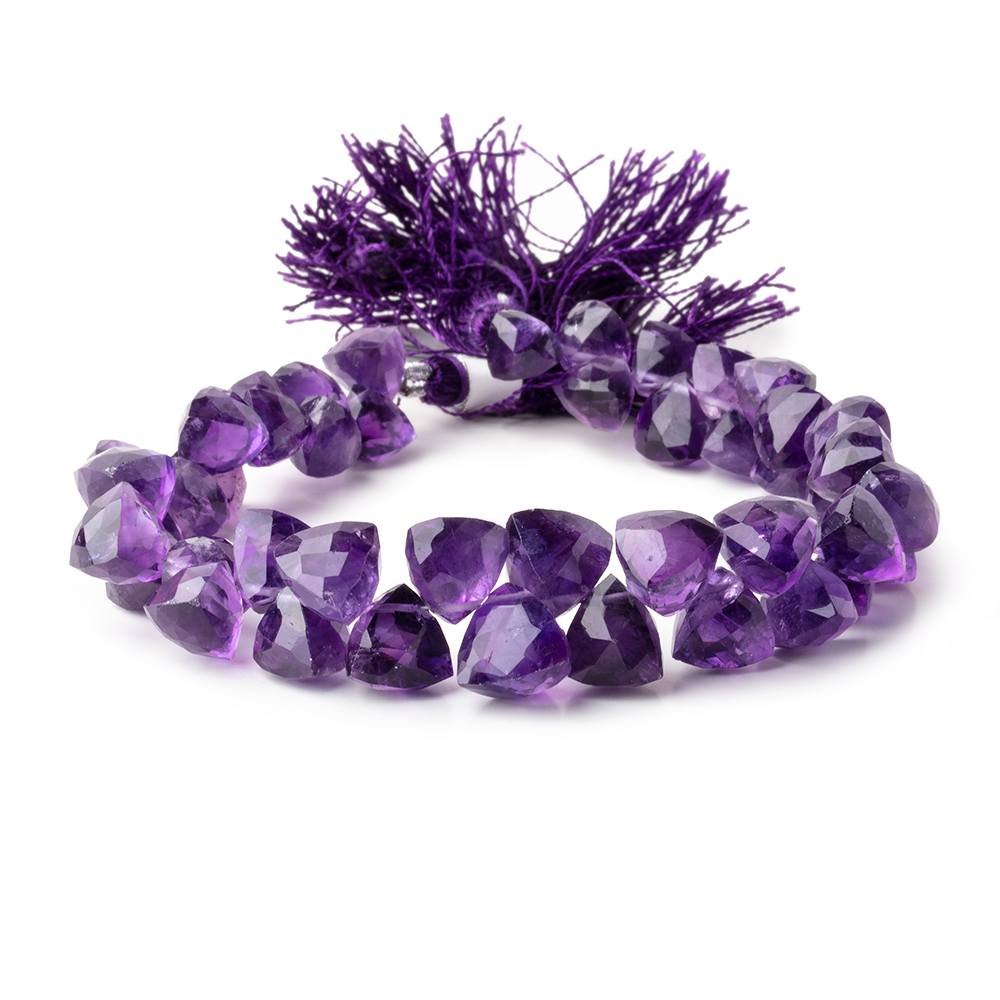 5-9mm African Amethyst Top Drilled Faceted Trillions 8 inch 47 beads - Beadsofcambay.com