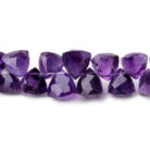 5-9mm African Amethyst Top Drilled Faceted Trillions 8 inch 47 beads - Beadsofcambay.com