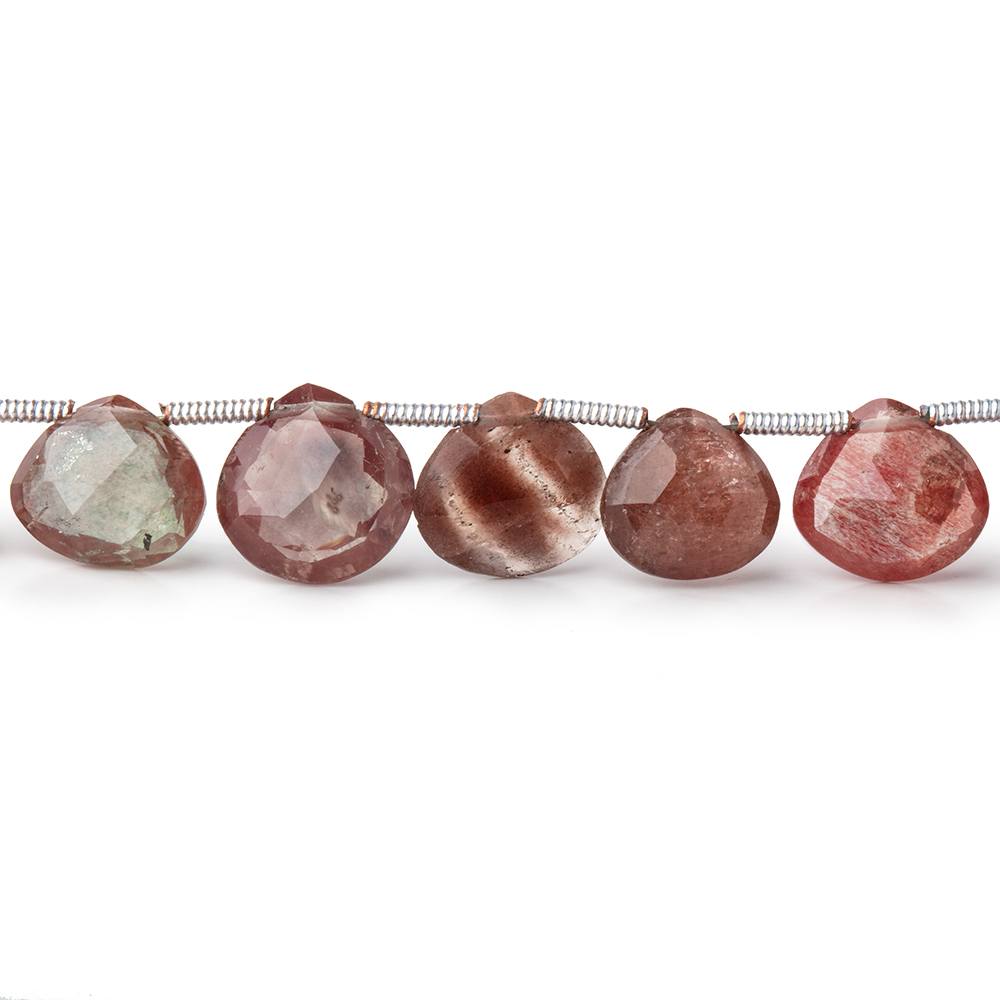 8-10mm Andesine Faceted Heart Beads 8 inch 21 pieces - Beadsofcambay.com