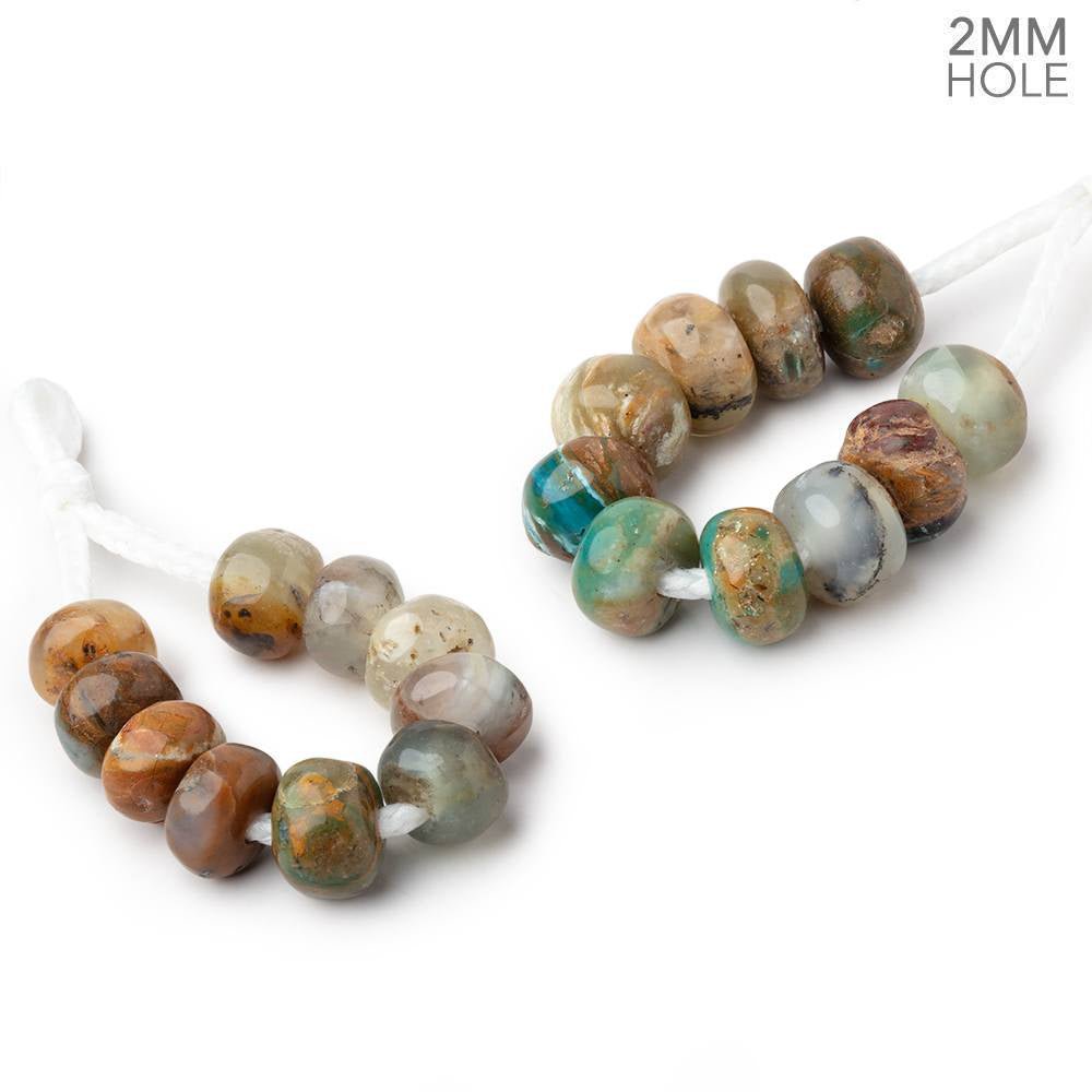 8-10mm Blue Peruvian Opal 2mm Large Hole Plain Rondelle Set of 10 Beads - Beadsofcambay.com