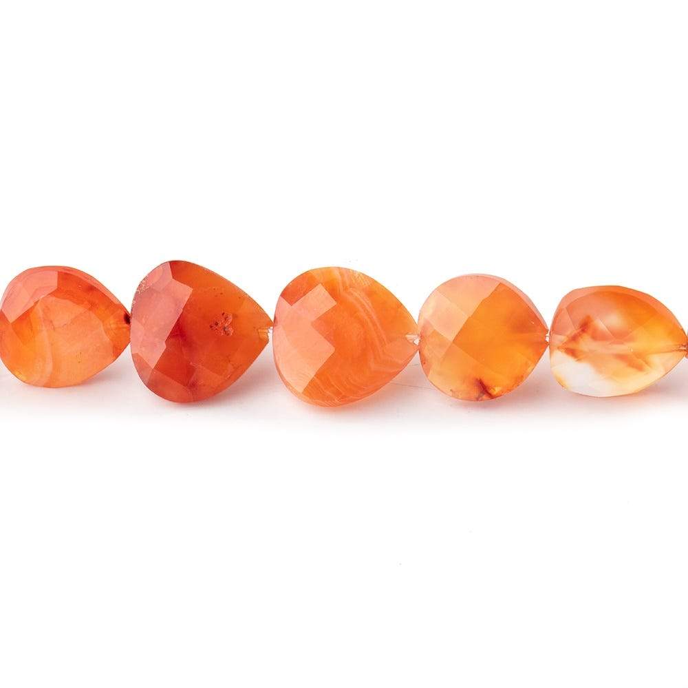 8-10mm Carnelian Straight Drilled Faceted Heart Beads 15 inch 42 pieces - Beadsofcambay.com