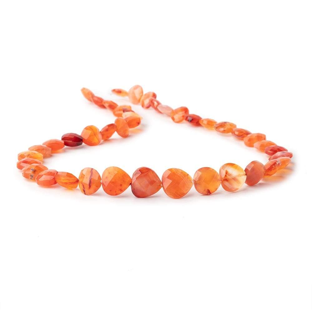 8-10mm Carnelian Straight Drilled Faceted Heart Beads 15 inch 42 pieces - Beadsofcambay.com