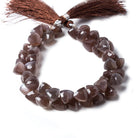 8-10mm Chocolate Moonstone top drilled faceted trillion beads 8 inch 45 pcs - Beadsofcambay.com