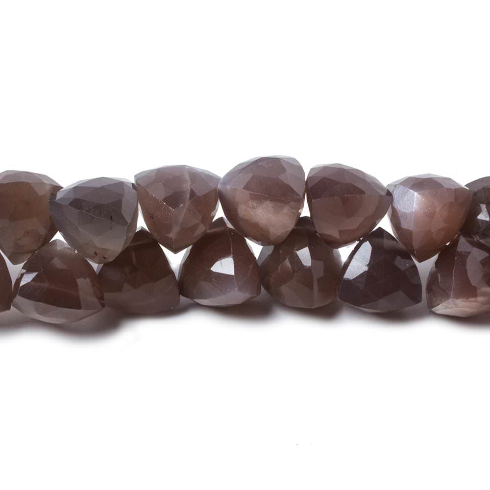 8-10mm Chocolate Moonstone top drilled faceted trillion beads 8 inch 45 pcs - Beadsofcambay.com