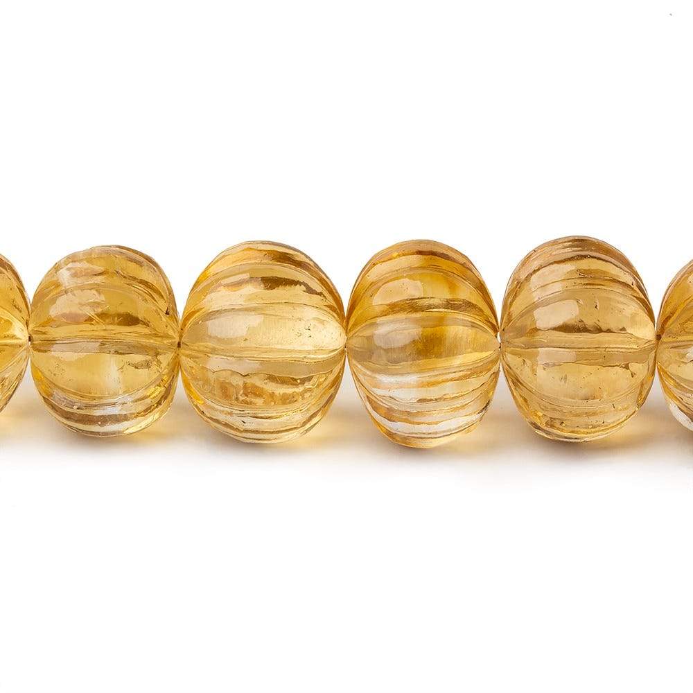8-10mm Citrine hand carved Melon rondelles 15 inch 61 beads - Beadsofcambay.com