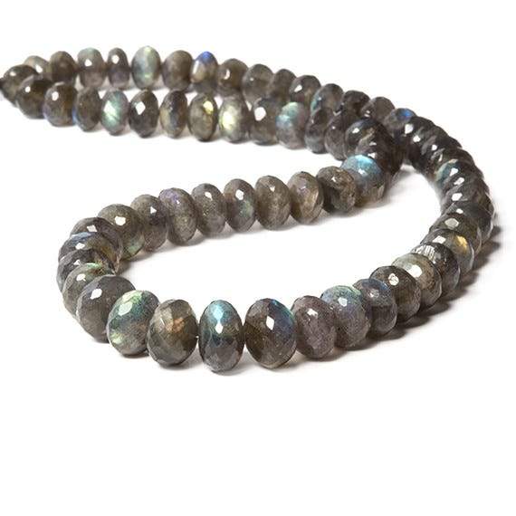 8-10mm Labradorite faceted rondelle 16 inch 97 beads - Beadsofcambay.com