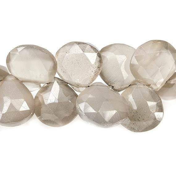 8-10mm Mink Grey Moonstone Faceted Heart Beads 8 inch 49 pieces - Beadsofcambay.com