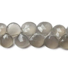 8-10mm Mink Grey Moonstone Faceted Heart Beads 8 inch 49 pieces - Beadsofcambay.com