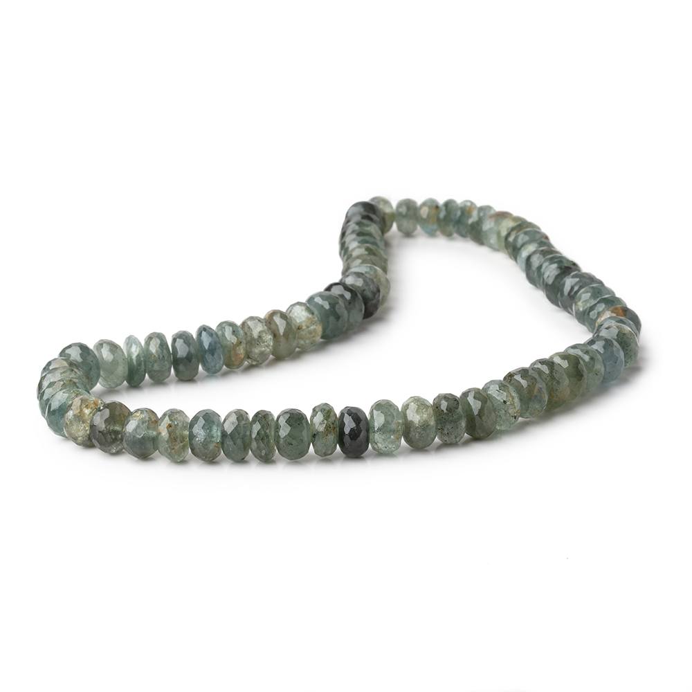 8-10mm Moss Aquamarine Faceted Rondelle Beads 14 inch 66 pieces - Beadsofcambay.com